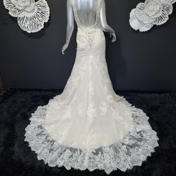 NWT~$2750~KENNETH WINSTON~6/8~IVORY EMBELLISHED LACE WEDDING DRESS BRIDAL GOWN - Picture 10 of 16